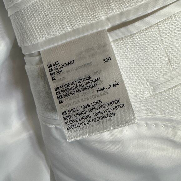 Bar III Men's Slim-Fit White 100% Linen Suit Jacket white 38R $360 - Picture 8 of 9